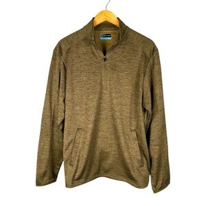 PGA Tour Men's Size M Olive Green Grey Half Zip Pullover Long Sleeve Pockets